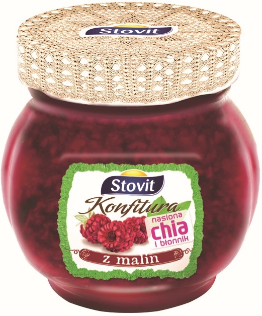 Stovit raspberry jam with seeds split and fiber without gluten
