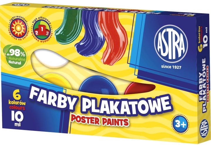 Astra Farby plakatowe 6 kolorów 10 ml