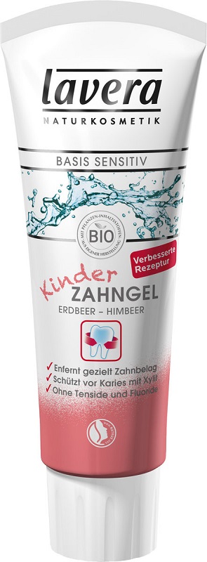 Lavera Gel Zahnpasta für Kinder mit Extrakten aus Bio-und Bio-Erdbeer-Himbeer