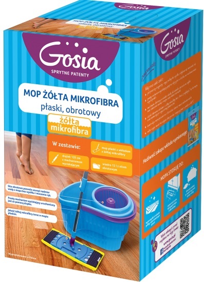 Gosia Mop flat, rotating yellow microfiber