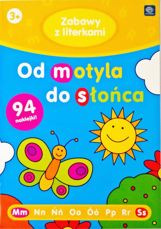 Interdruk книжка-раскраска с наклейками Игры с буквами «От бабочки к солнцу»