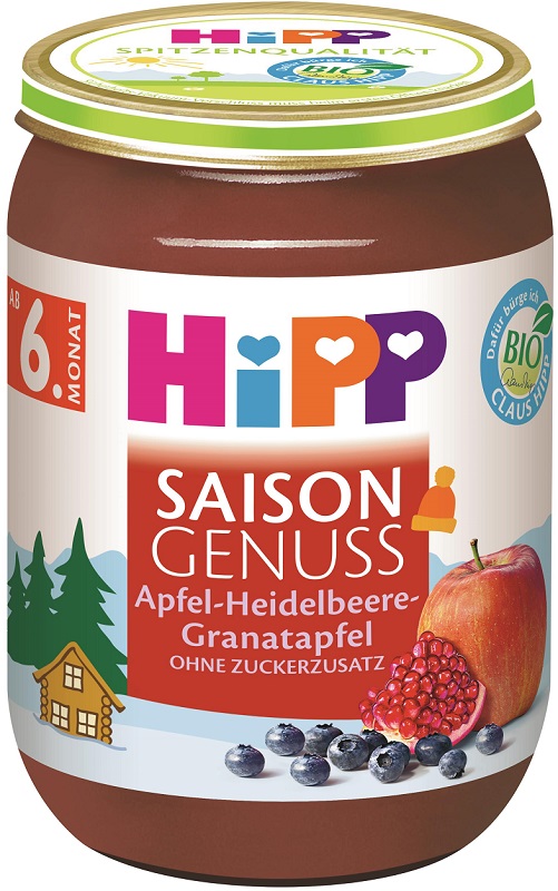 HiPP Zimowy przysmak przecier owocowy jabłka z jagodami granatem BIO