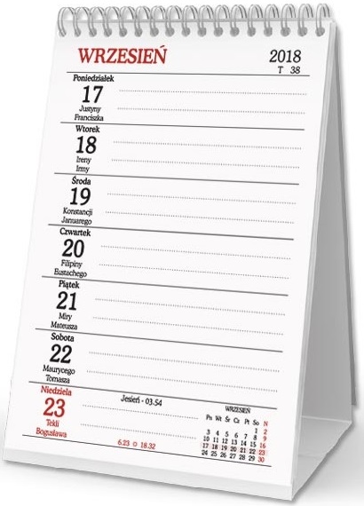 Calendario de escritorio 2018 espiral de pie A5 verticales