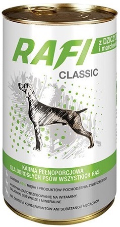 Rafi clásico Alimento completo para perros adultos de todas las razas con juego y las zanahorias