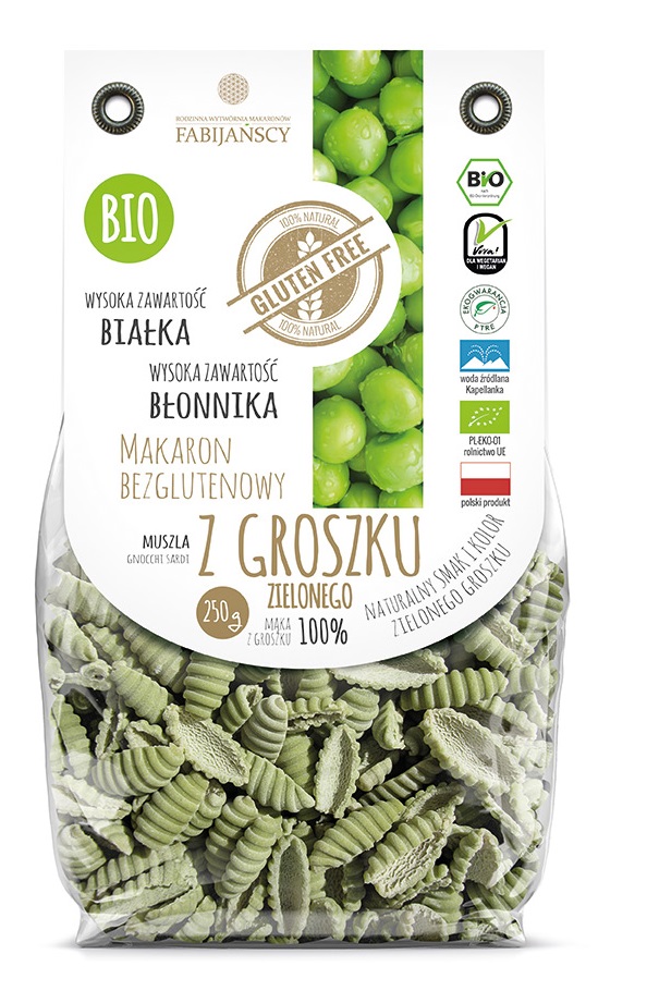 Fabijańscy makaron z zielonego groszku muszla BIO