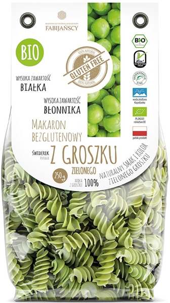 Fabijańscy Makaron Świderek Fusilli z zielonego groszku BIO