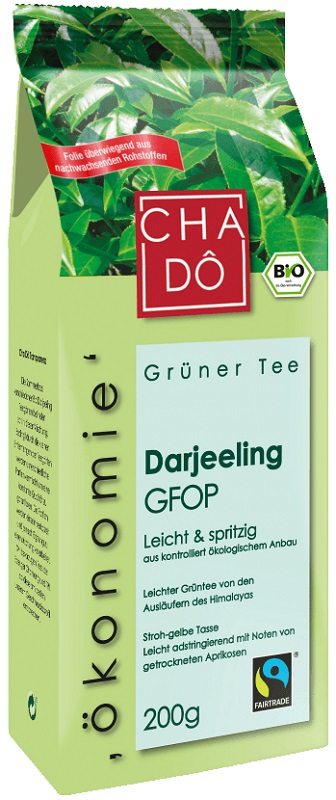 CHA-DO ecológica verde de la hoja de té Darjeeling GFOP