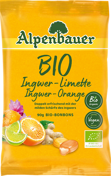 Alpenbauer Cukierki z nadzieniem o smaku imbirowo - limonkowym i imbirowo  - pomarańczowym BIO