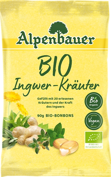 Alpenbauer Cukierki z nadzieniem  o smaku imbirowo-ziołowym BIO