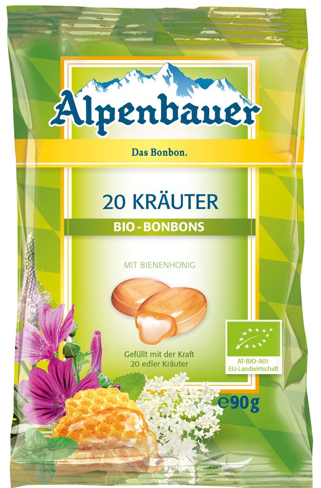 Caramelos Alpenbauer con relleno de hierbas y miel biológica 