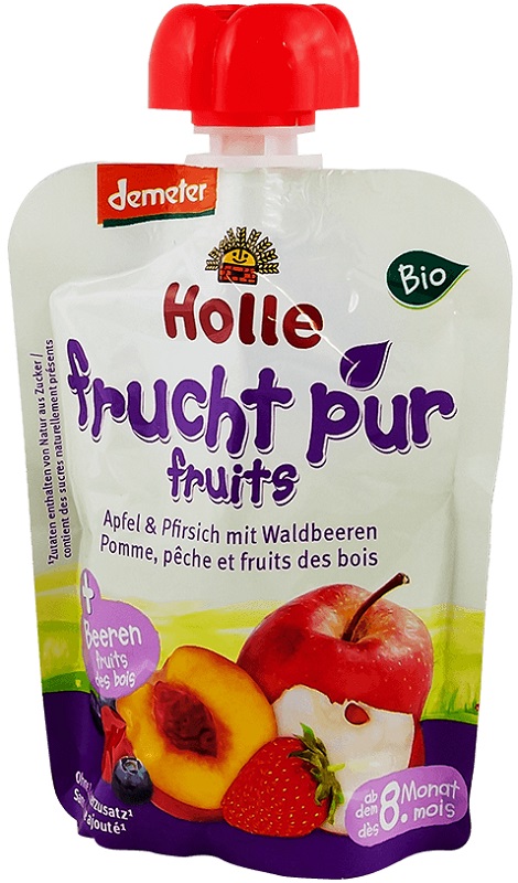 Holle BIO ökologisch Mousse Apfel-Pfirsich-Waldfrüchte