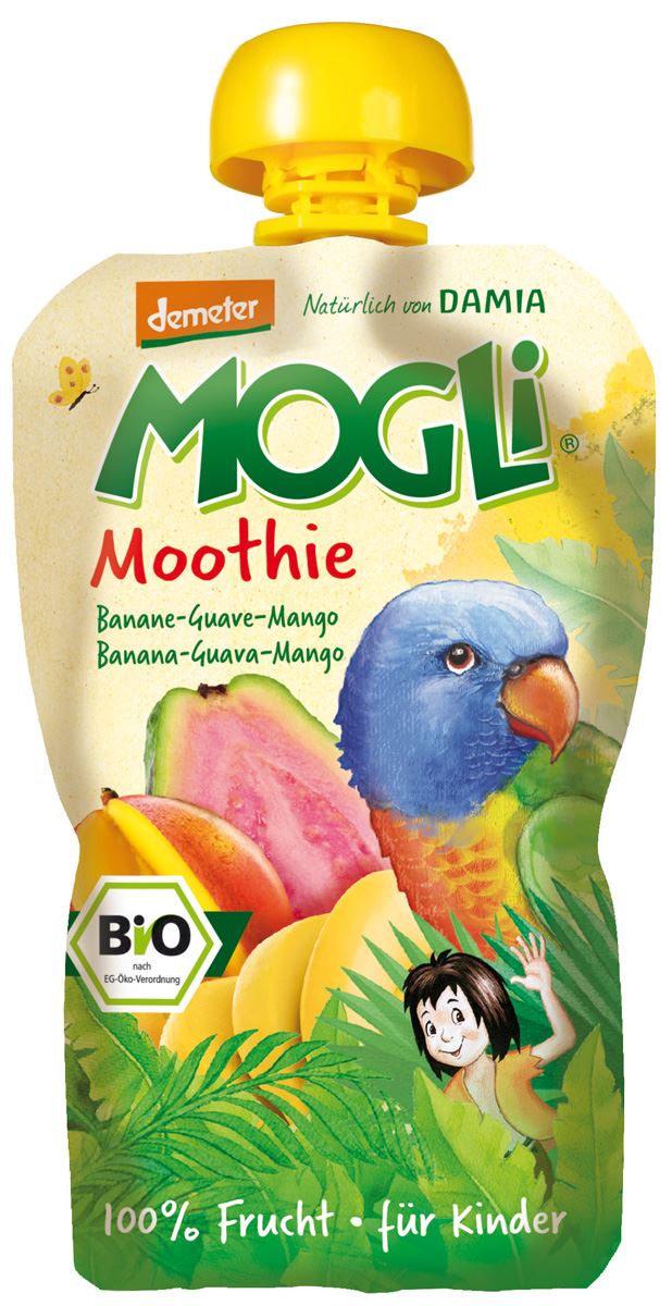 Mogli Moothie Przecier bananowy z guawą i mango 100% owoców bez dodatku cukrów BIO