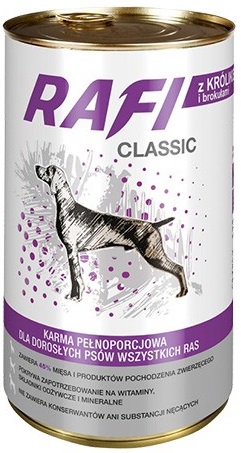 Rafi Classic Complete feed for adult dogs of all breeds with rabbit and broccoli