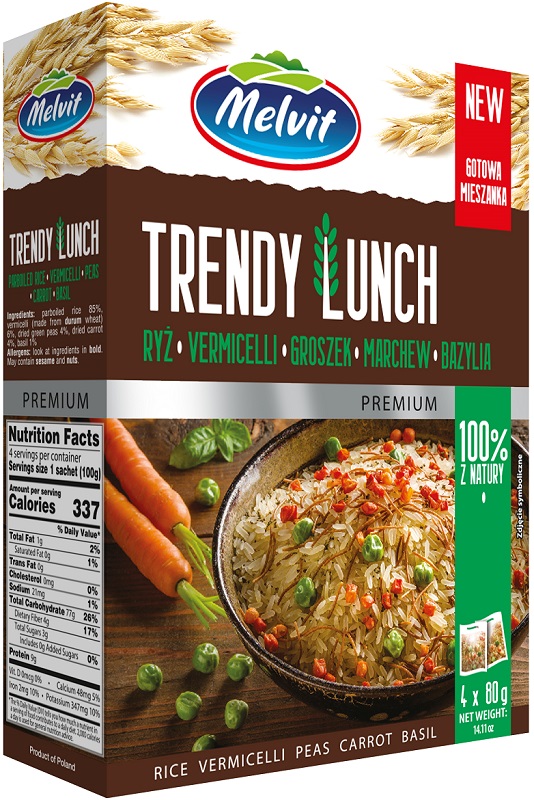 Melvit Trendy Lunch Mieszanka ryż,vermicelli,groszek,marchew,bazylia 4x80 g