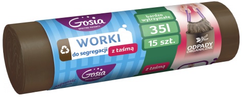 Gosia Worki do segregacji śmieci z taśmą 35 l brązowe