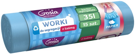 Gosia Worki do segregacji śmieci z taśmą 35 l niebieskie