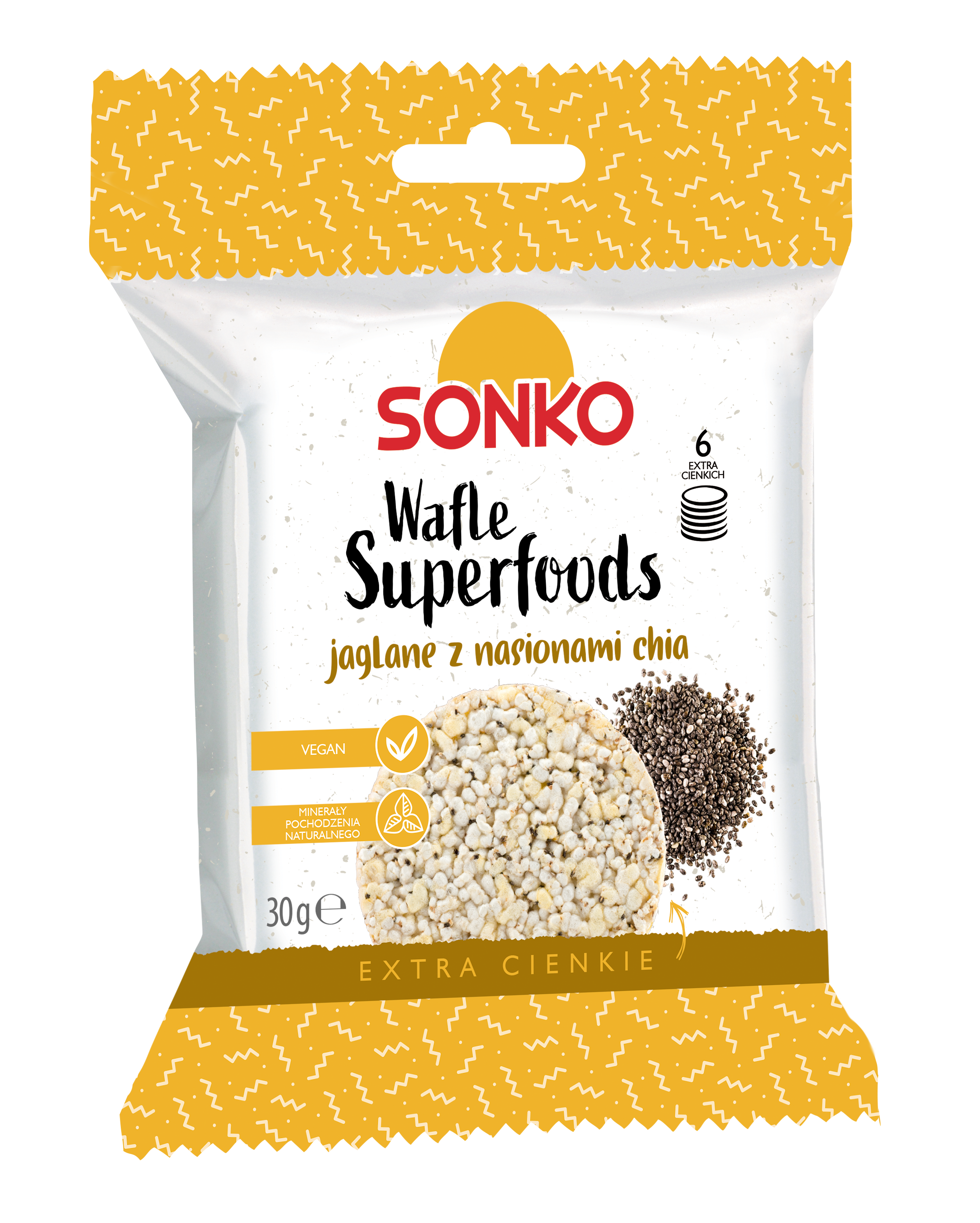 Sonko wafers, millet superfoods + chia seeds