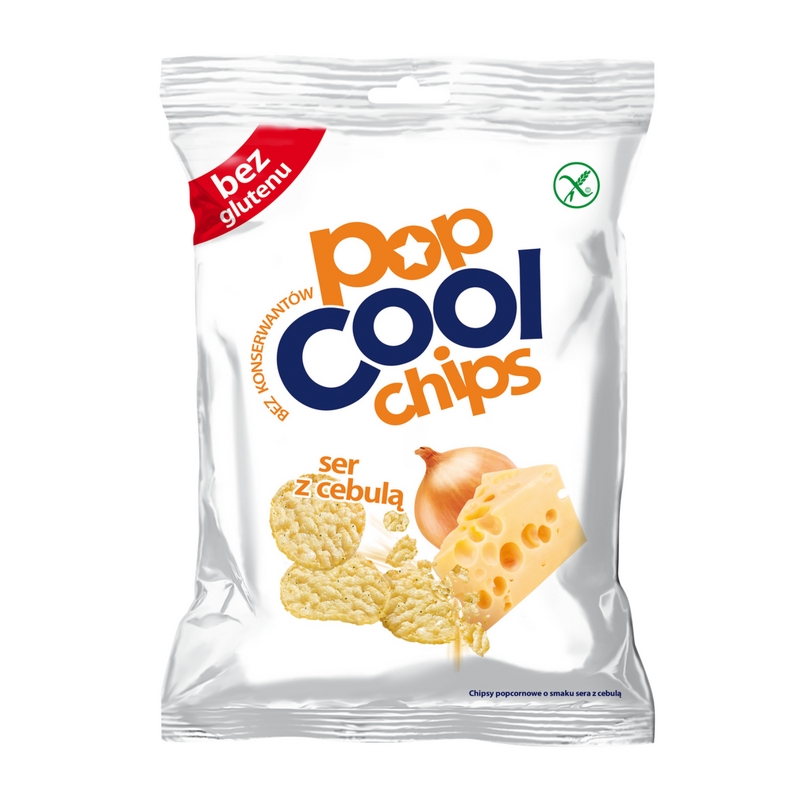 Popcool Chips ser z cebulą Chipsy popcornowe o smaku sera z