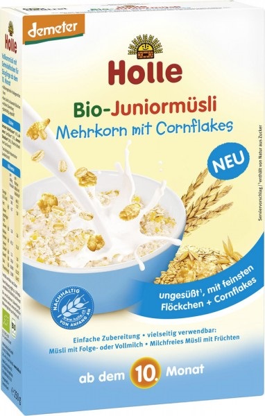 Cereal multigrano Holle Organic con Cornflakes, BIO sin leche