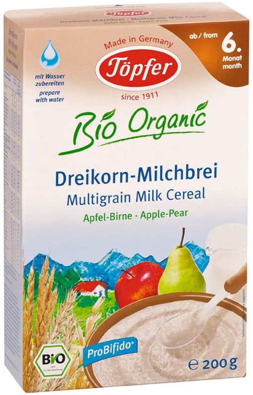 Topfer multigrain BIO leche de manzana y pera