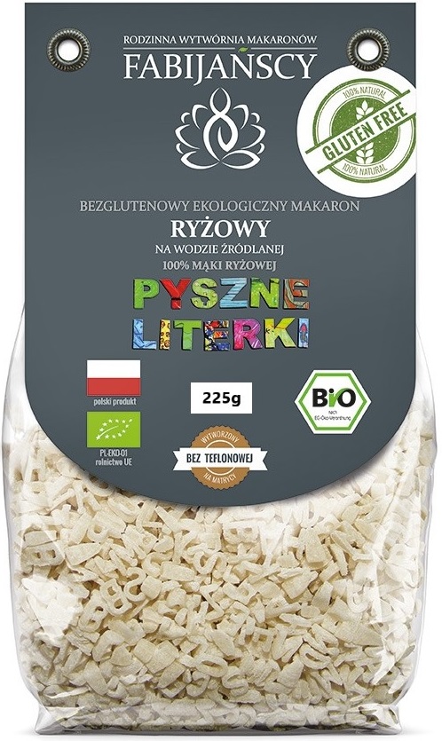 Fabijańscy White rice pasta, BIO gluten-free letters