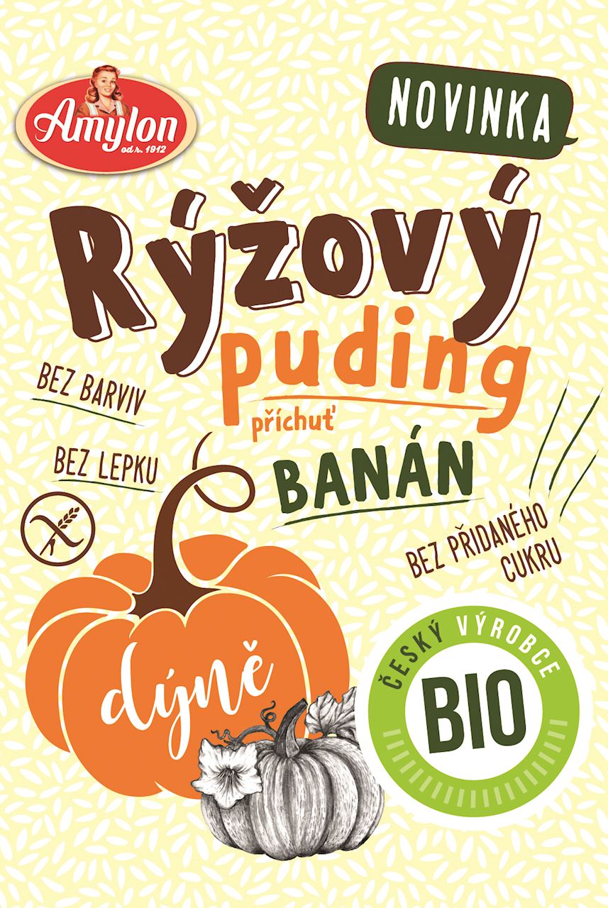 Amylon Rice pudding with banana flavor. Gluten-free BIO