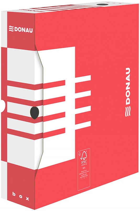 Caja de archivo Donau, cartón, A4 / 80mm, rojo