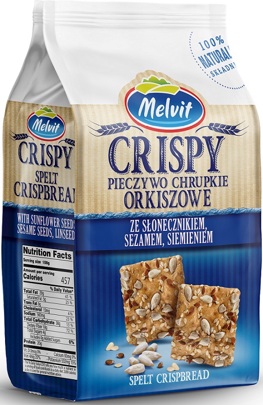 Melvit Crispy Crujiente pan de espelta con girasol, semillas de sésamo y linaza