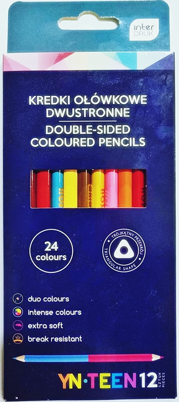 Interdruk Two-sided pencil crayons 12 pieces / 24 colors