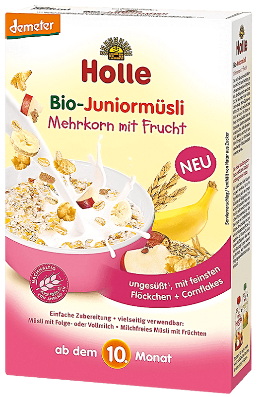 Holle Organic multigrain porridge with Cornflakes and fruit, dairy-free BIO