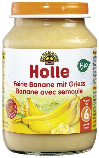 Holle. Ecological dessert. Banana with semolina