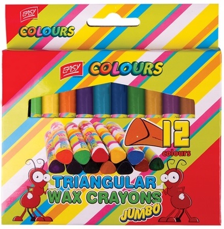 Easy Colours Kredki świecowe trójkątne Jumbo 12 kolorów