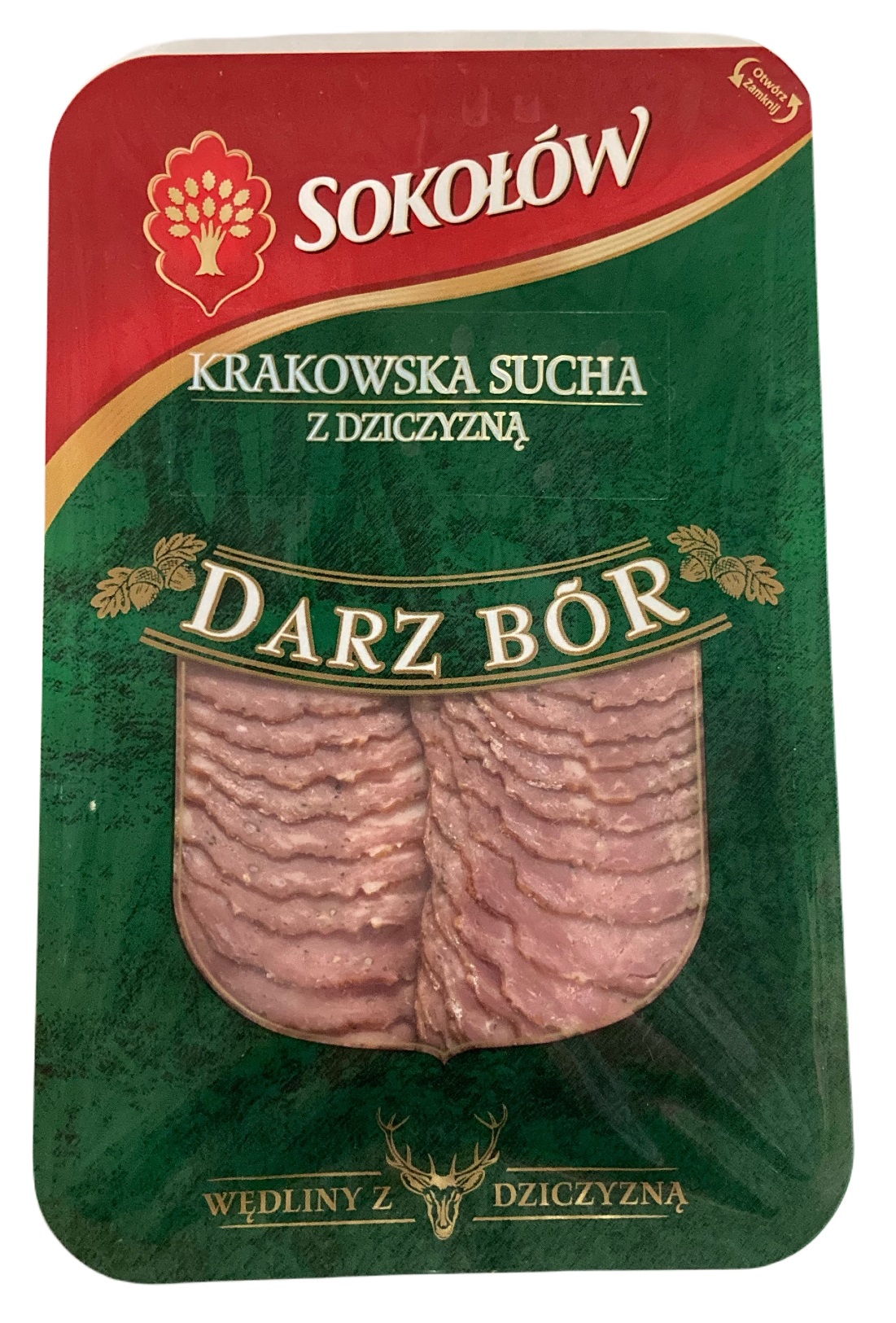 Sokołów Darz Bór Kiełbasa Krakowska sucha z dziczyzną plastry