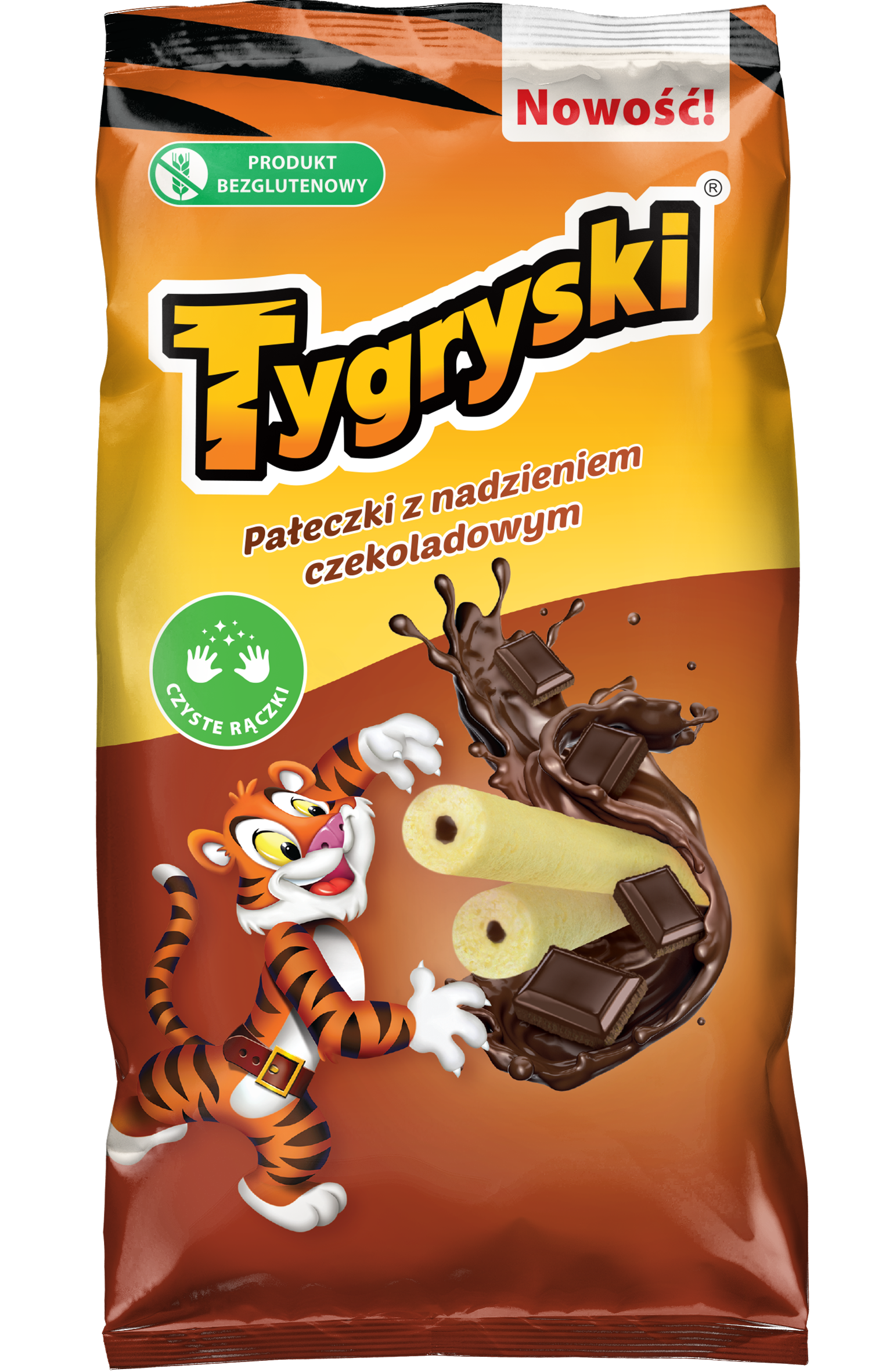 Tygryski pałeczki kukurydziane z nadzieniem czekoladowym
