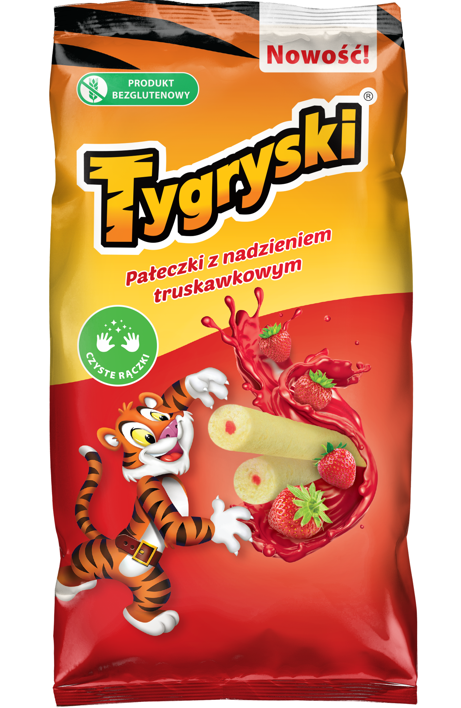 Tygryski pałeczki kukurydziane z nadzieniem truskawkowym