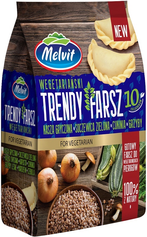 Melvit Trendy Stuffing: trigo sarraceno, lentejas verdes, calabacín, champiñones, relleno de albóndigas.