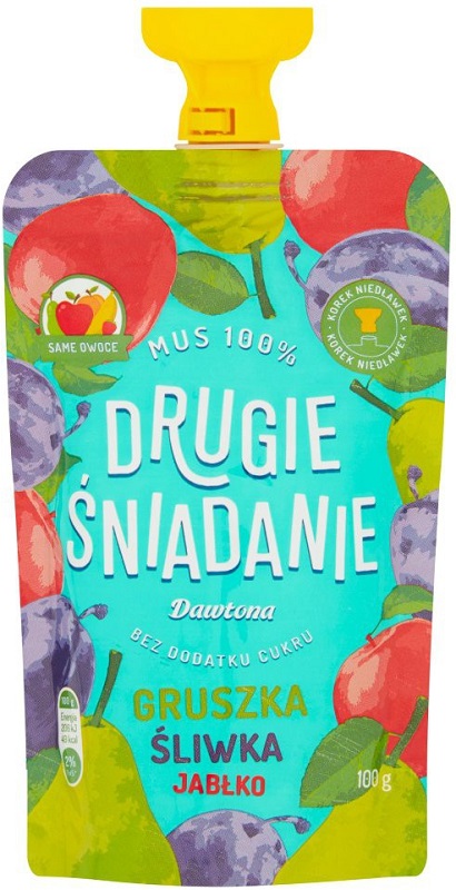 Dawtona Drugie śniadanie Mus 100% gruszka śliwka jabłko