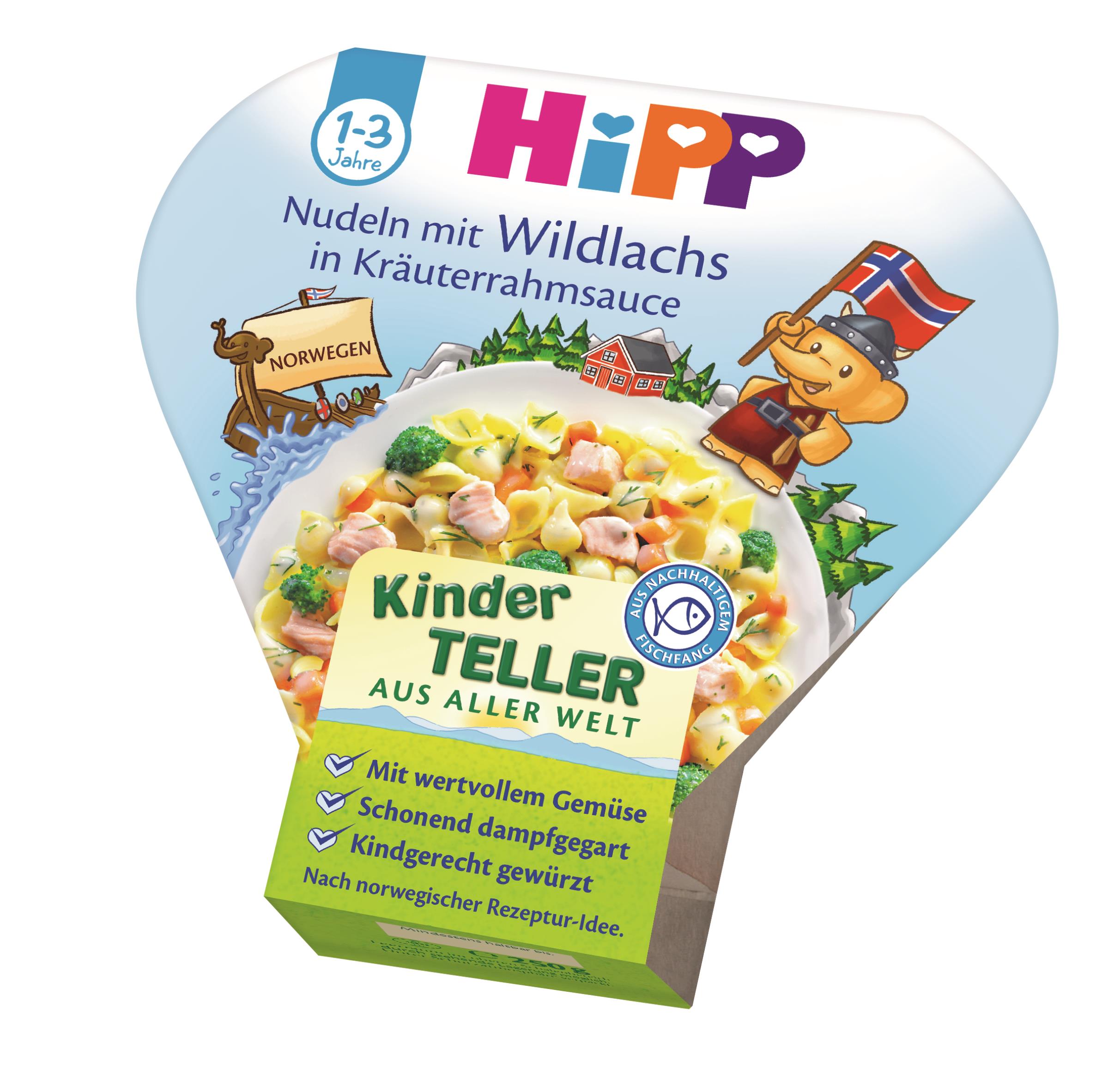 HiPP-Nudeln mit Wildlachs in Kräuterrahmsoße