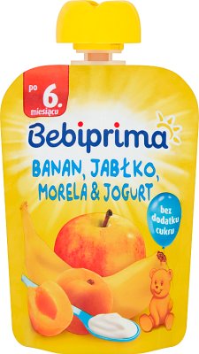 БЕСПЛАТНЫЙ фруктовый мусс Bebiprima. Банан, яблоко, абрикос и йогурт