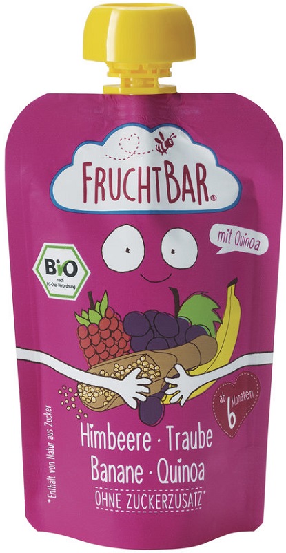 Fruchtbar Fruit mousse with quinoa BIO raspberry, red grape, banana, quinoa