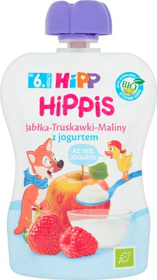 Gratis HiPP BIO HiPPiS Mousse de frutas después de 6 meses Manzanas-Fresas-Frambuesas con yogurt