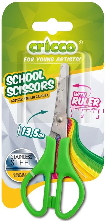 Cricco School scissors with a 13.5cm ruler mix of colors