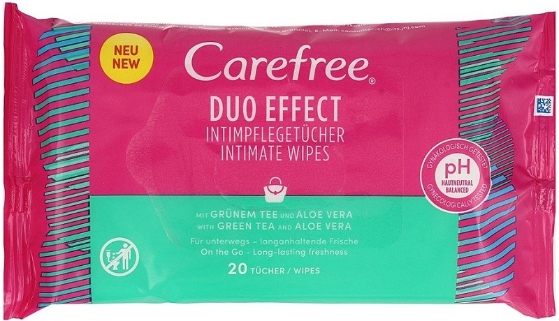 Carefree Intimate hygiene wipes with Aloe Duo Effect