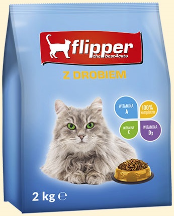 Flipper Pełnoporcjowa karma sucha dla dorosłych kotów wszystkich ras z drobiem