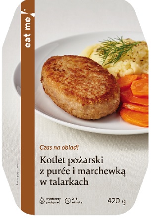 Eat Me Kotlet Pozarski с картофельным пюре и морковью нарезанными ломтиками