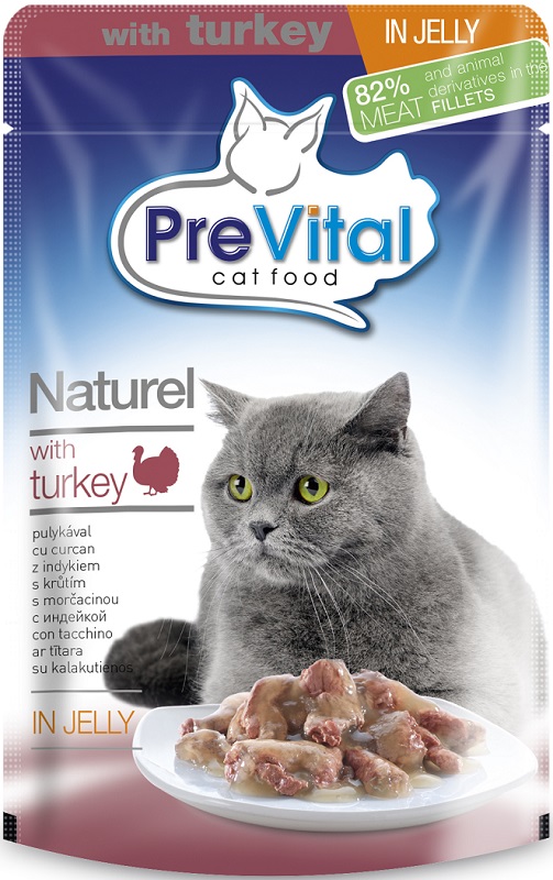 PreVital полноценный корм для взрослых кошек с индейкой в гуляше
