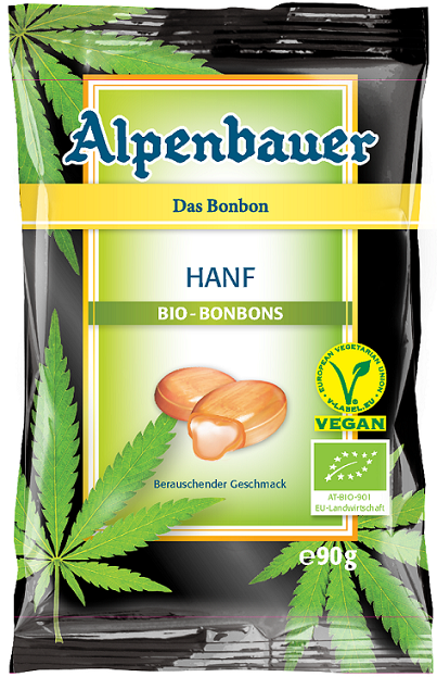 Alpenbauer Cukierki z nadzieniem o  smaku mango - nasiona konopi BIO