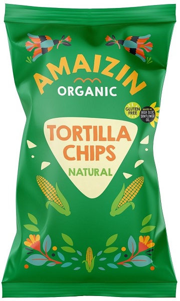 Amaizin Chips de tortilla de maíz salados, sin gluten, BIO 