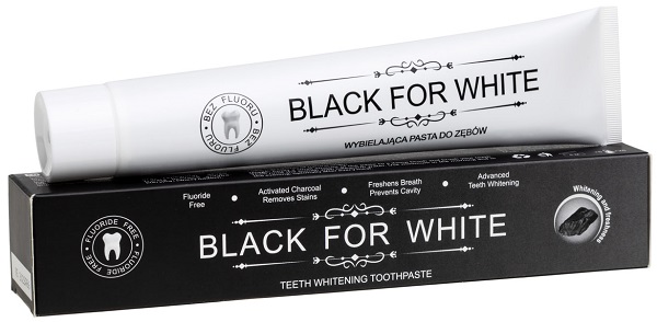 Black For White Pasta do zębów wybielająca z węglem aktywnym bez fluoru