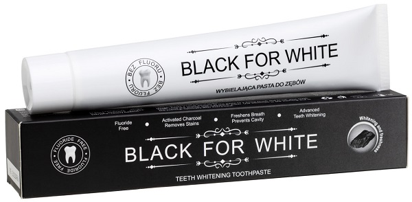 Black For White Whitening Zahnpasta mit Aktivkohle ohne Fluorid